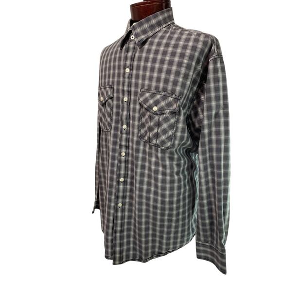 XL Izod Jeans Mens Casual Black White Plaid Button Up Shirt Long Sleeve - Picture 3 of 8